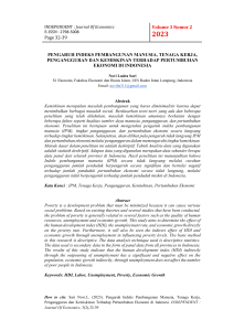 Pengaruh IPM, Tenaga Kerja, Pengangguran, Kemiskinan pada Pertumbuhan Ekonomi