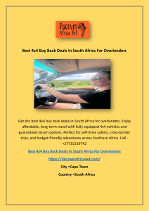 Best 4x4 Buy Back Deals In South Africa For Overlanders