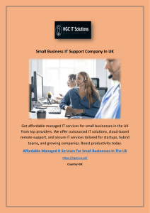 Small Business IT Support Company In UK
