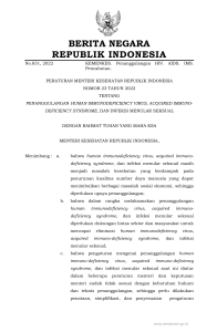 Peraturan Menteri Kesehatan RI No. 23/2022: Penanggulangan HIV, AIDS, IMS