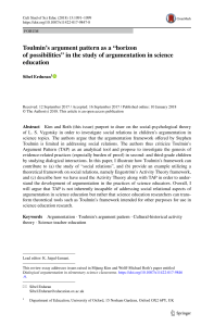 Toulmin's Argument Pattern in Science Education
