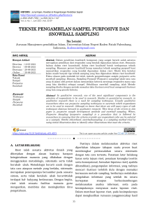 Teknik Purposive & Snowball Sampling dalam Penelitian Kualitatif
