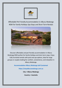 Affordable Pet Friendly Accommodation in Albury Wodonga NSW for Family Holidays Spa Stays and Short Term Rentals