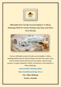 Affordable Pet Friendly Accommodation in Albury Wodonga NSW for Family Holidays Spa Stays and Short Term Rentals
