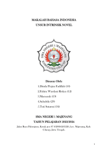 Makalah Analisis Unsur Intrinsik Novel | SMA Negeri 1 Majenang