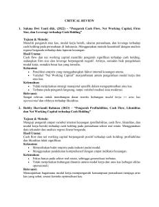 Ulasan Kritis: Optimalisasi Modal Kerja & Arus Kas Agen BRILink