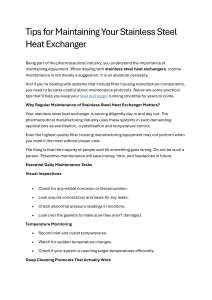 Maintaining Stainless Steel Heat Exchangers: Pharma Industry Guide