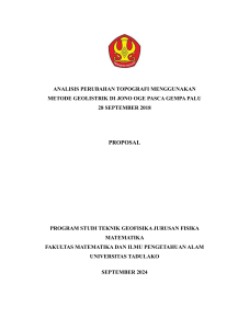 Analisis Topografi Jono Oge Pasca Gempa Palu 2018: Metode Geolistrik