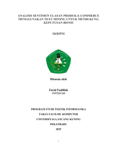 Analisis Sentimen Ulasan E-commerce dengan Text Mining