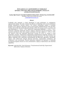 Pengaruh Gaya Kepemimpinan Terhadap Kinerja Tim