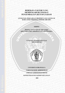 Factors Influencing Stock Returns in Indonesian Property Companies (2005-2007)