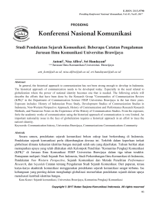 Studi Pendekatan Sejarah Komunikasi: Catatan Pengalaman Universitas Brawijaya