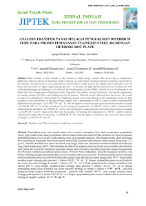 Analisis Transfer Panas pada Stainless Steel 304 dengan Hot Plate