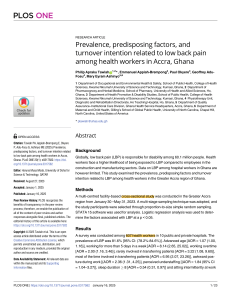 Low Back Pain Prevalence Among Health Workers in Accra, Ghana