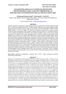 Analisis Vaksinasi Meningitis Meningokokus untuk Jamaah Umroh di Dumai, 2025