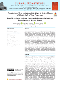 Penafsiran Konstitusional Hak Kekuasaan Kehakiman