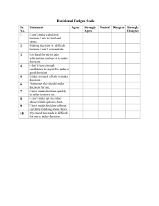 Decisional Fatigue Scale - 10-Item Assessment Tool