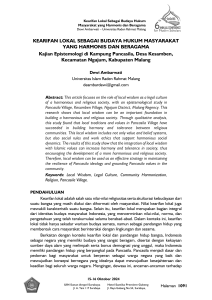 Kearifan Lokal Sebagai Budaya Hukum Masyarakat Harmonis Beragama
