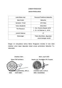 Petunjuk Praktikum Mekanika: Panduan Eksperimen Fisika