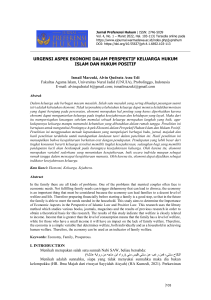 Urgensi Aspek Ekonomi dalam Hukum Keluarga Islam & Positif