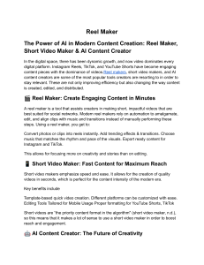 AI Video Creation: Reel Maker, Short Video Maker & AI Content Creator