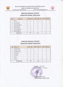 SMA Negeri 16 Padang Academic Calendar 2026/2027