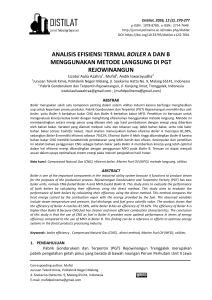 Analisis Efisiensi Termal Boiler A dan B Menggunakan Metode Langsung di PGT Rejowinangun