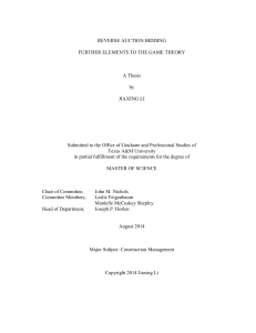 Reverse Auction Bidding: Game Theory Thesis