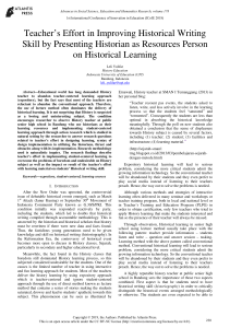Teacher&rsquo;s Effort in Improving Historical Writing Skill by Using Historians as Resources