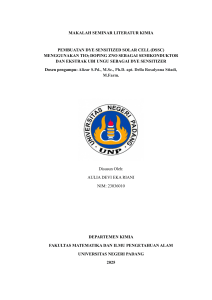 Makalah Seminar Literatur Kimia: DSSC dengan TiO2 Doping ZnO dan Ekstrak Ubi Ungu