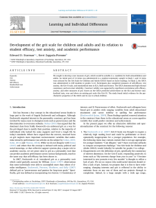 Development of Grit Scale for Children and Adults: Efficacy, Anxiety, Academic Performance