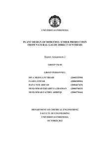Plant Design of Dimethyl Ether Production from Natural Gas