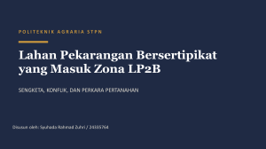 Lahan Pekarangan Bersertipikat Masuk Zona LP2B