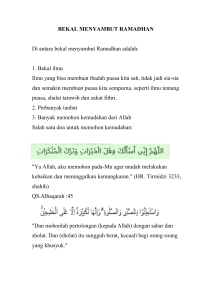 Bekal Menyambut Ramadhan