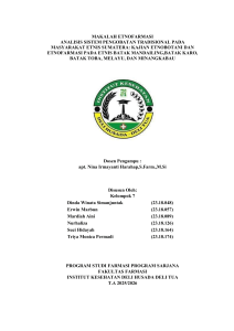 Makalah Etnofarmasi: Pengobatan Tradisional Etnis Sumatera