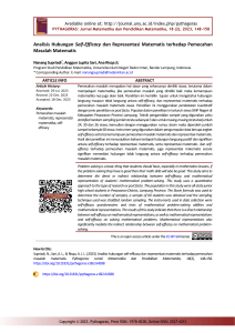 Self-Efficacy, Representasi Matematis, dan Pemecahan Masalah Matematis